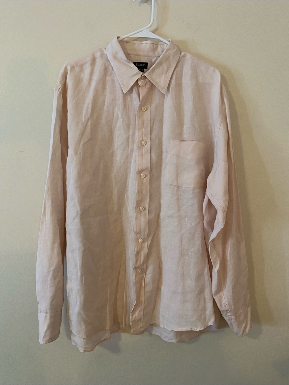 J. Crew Men’s Pale Pink 100% Linen  Button-Up Shirt XL